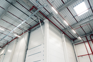 Ventilation pipes on the ceiling of the factory