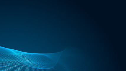 Dot blue wave light screen gradient texture background. Abstract  technology big data digital background. 3d rendering.
