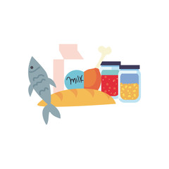 charity donations concept, food and grocery products icon, flat style