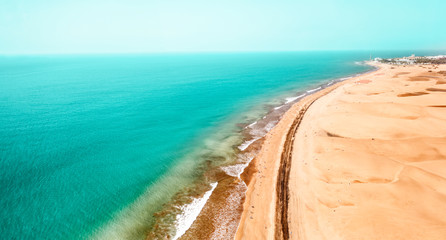 Aerial summer photo of beach and sea 