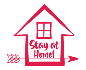 stay at home poster campaign with house and arrow