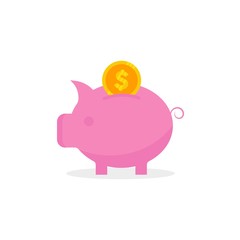 piggy bank icon flat vector