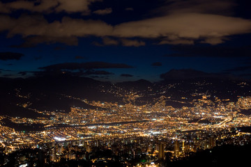Medellin, Antioquia, Colombia. September 18, 2009: Night panoramic of Medellin city