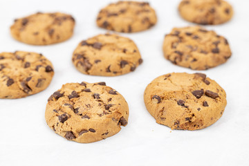Choco biscuits on the grey marble table background