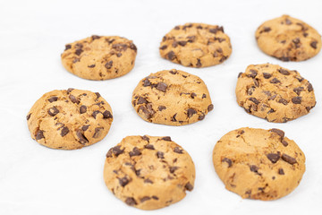 Choco biscuits on the grey marble table background