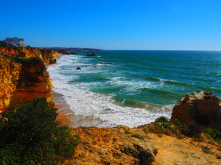 Landscape of the coast in Portimao, Algarve, Portugal