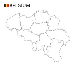 Fototapeta na wymiar Belgium map, black and white detailed outline regions of the country.