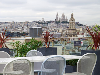 view of Paris, aerial view, on a city street in Paris, France, deserted, no tourists, self-isolation, quarantine, stay at home