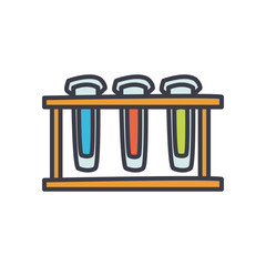 test tubes on stand icon, flat style