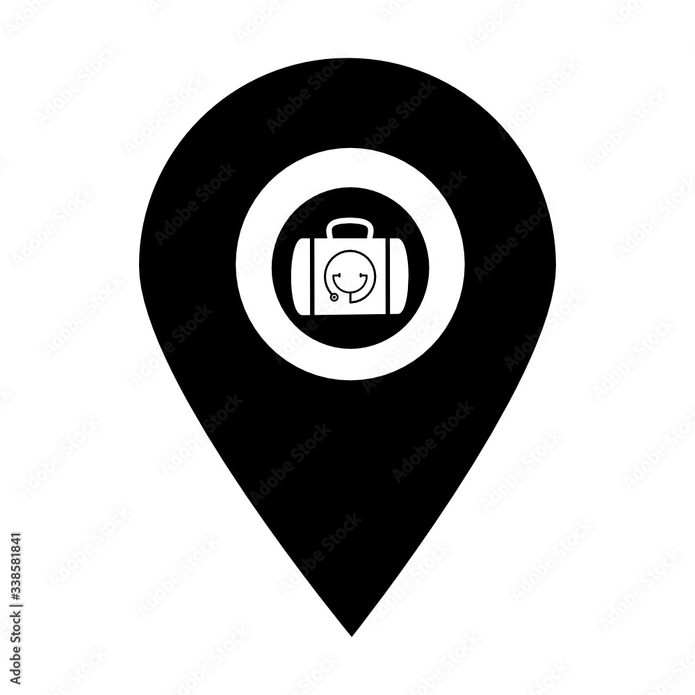 Aufkleber aid kit bag location map pin icon. element of map point for mobile concept and web apps. icon for we