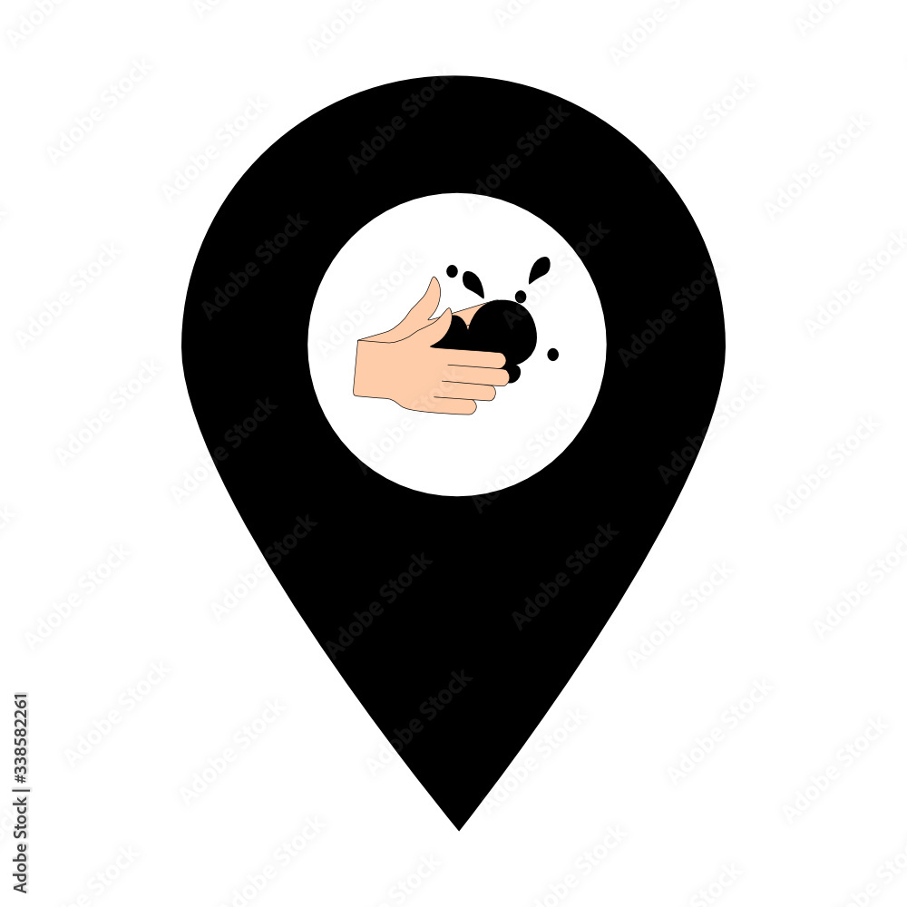 Poster washing hands location map pin pointer icon. element of map point for mobile concept and web apps. i
