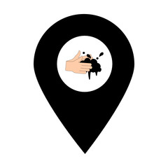 Washing hands location map pin pointer icon. Element of map point for mobile concept and web apps. Icon for website design and app development. Premium hand soap store icon sign