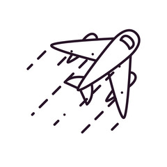 airplane flying fast icon, line style