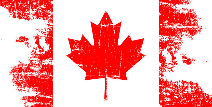 Flag of Canada . A canadian flag with a texture,brush stroke background,vector grunge styled flag