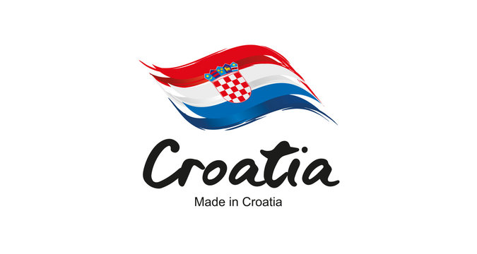 Made in Croatia handwritten flag ribbon typography lettering logo label banner