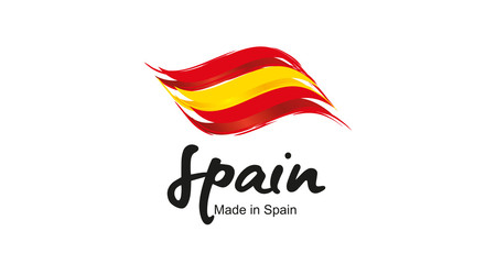Made in Spain handwritten flag ribbon typography lettering logo label banner