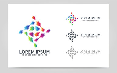 Abstract colorful digital technology symbol logo design.