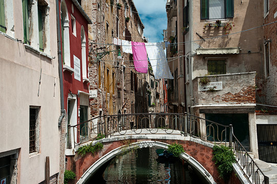 a view of a typicial canal in Venice. taly