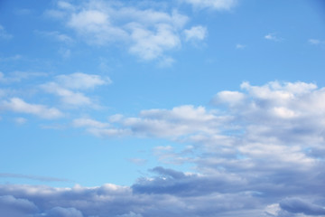 blue sky with clouds on a sunny day, peace and tranquility concept, texture