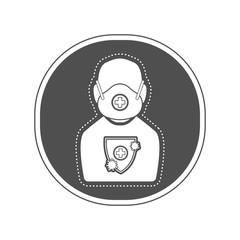 Sticker of a man with protection uniform