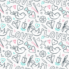 Seamless pattern about love