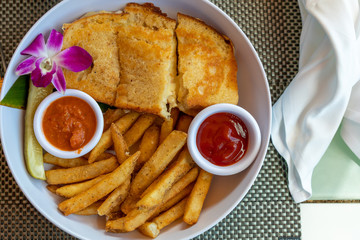 A tropical gourmet grilled cheese sandwich