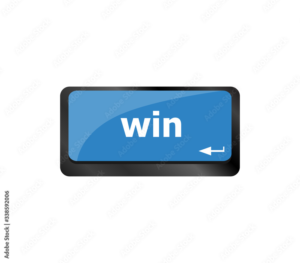 Poster win word on computer keyboard key button
