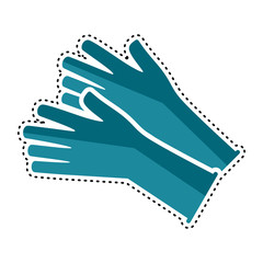 Dotted line medical gloves icon