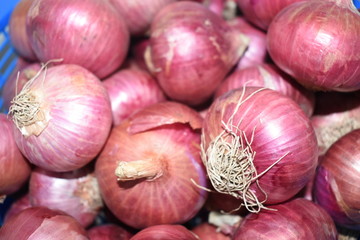 Bunches of an onion in a closeup view.