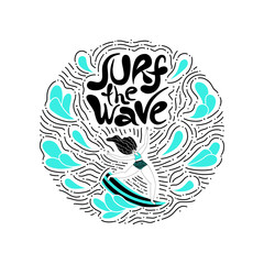 Surf the wave - hand drawn lettering