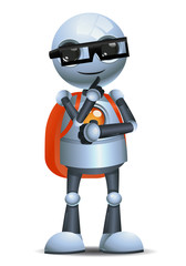 3d illustration of little robot thinking representing educational student