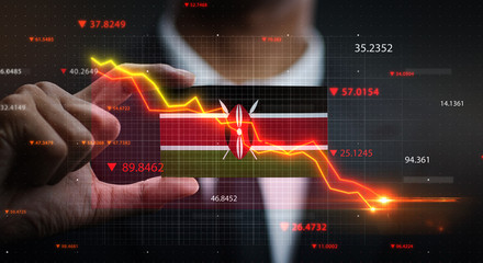 Graph Falling Down in Front Of Kenya Flag. Crisis Concept © natanaelginting