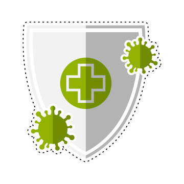 recommend clip art: Dotted line virus protection shield