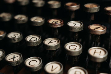 Typing "love story" on retro typewriter