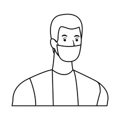 man using face mask for covid19 character