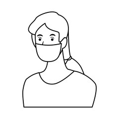 woman using face mask for covid19 character