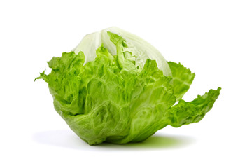 Iceberg lettuce, leafy green vegetable isolated on white background