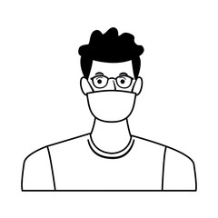 man using face mask and glasses for covid19 character