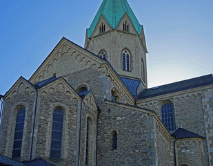 St. Ludgerus Basilika in Essen-Werden, gebaut 1250, Foto vom 10.4.2020, redaktionell