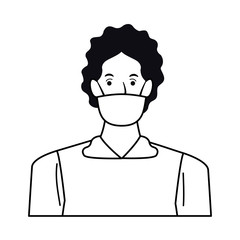 man using face mask for covid19 character