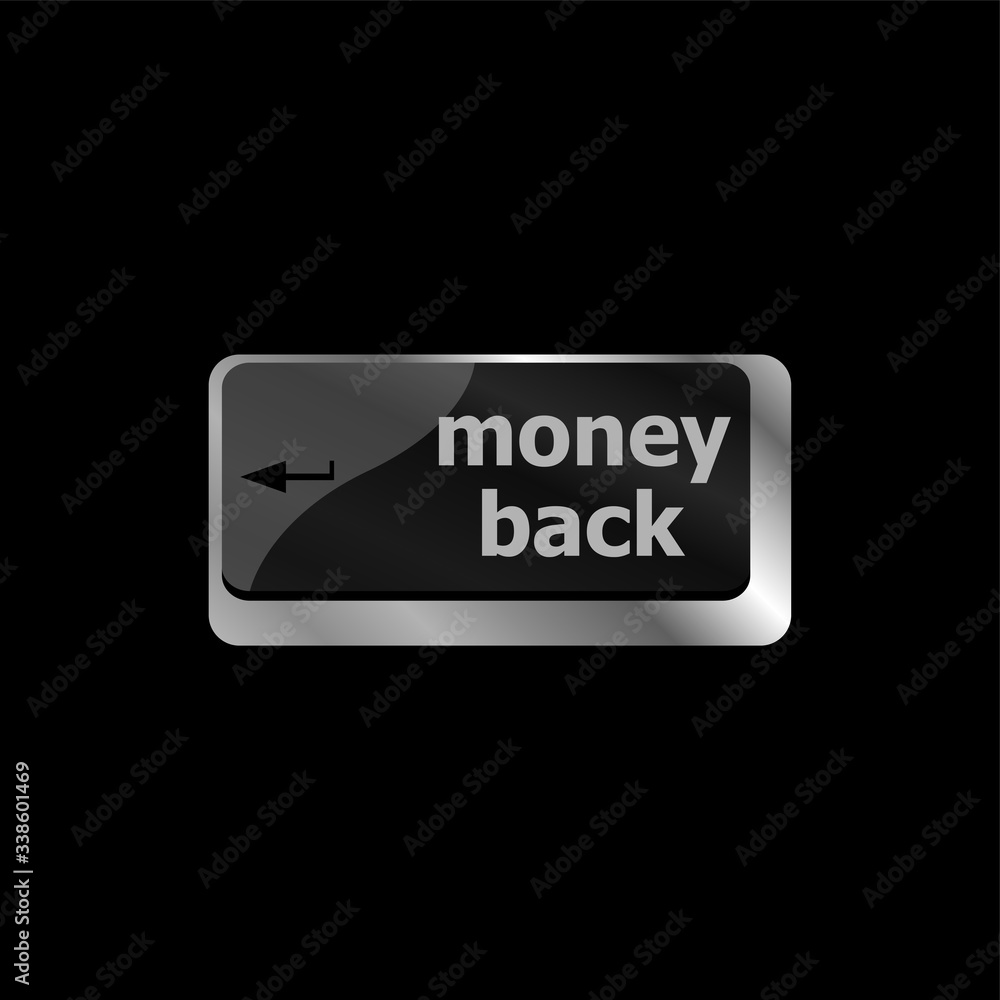 Poster keyboard keys with money back text on button