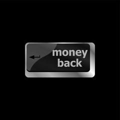Keyboard keys with money back text on button