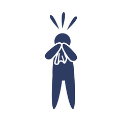 pictogram sick man blowing nose icon, line style