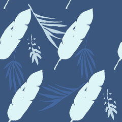 Hipster Tropical Vector Seamless Pattern. Drawn Floral Background. Fine Summer Fabrics. Dandelion Banana 