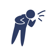 pictogram person coughing icon over white background, gradient style,
