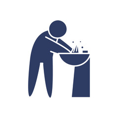 pictogram man washing his hands icon, line style