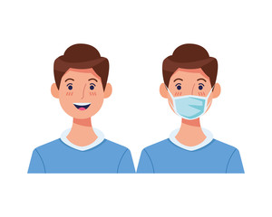 men using face masks characters