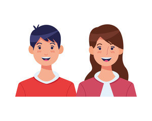 Fototapeta premium young couple avatars characters icons