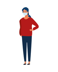 woman using face mask for covid19 character