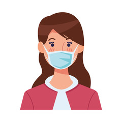 woman using face mask head character